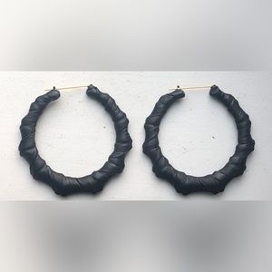 Leather wrapped bamboo earrings